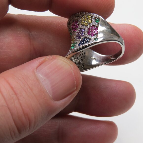 *925 Sterling Silver Diamond Topaz Citrine Emerald Sapphire Ring - Picture 4 of 4